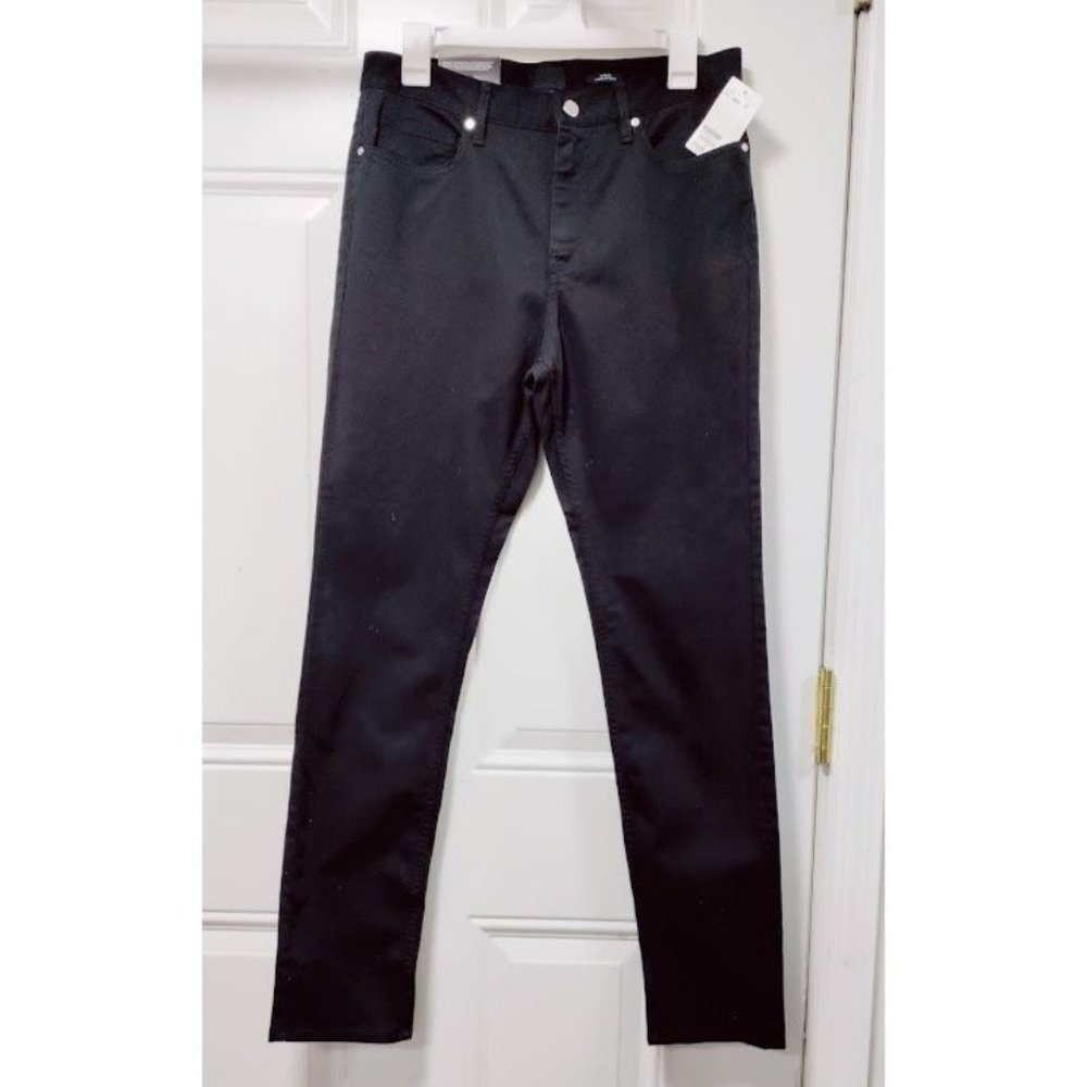 NWT H&M High Rise Flat Front Skinny Slim Fit Jeans Dark Denim Black Womens 29/32